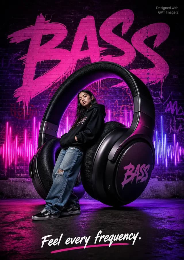 Streetwear BASS Headphones Poster preview image 1