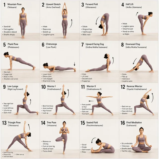 16-Panel Yoga Instructional Storyboard preview image 1