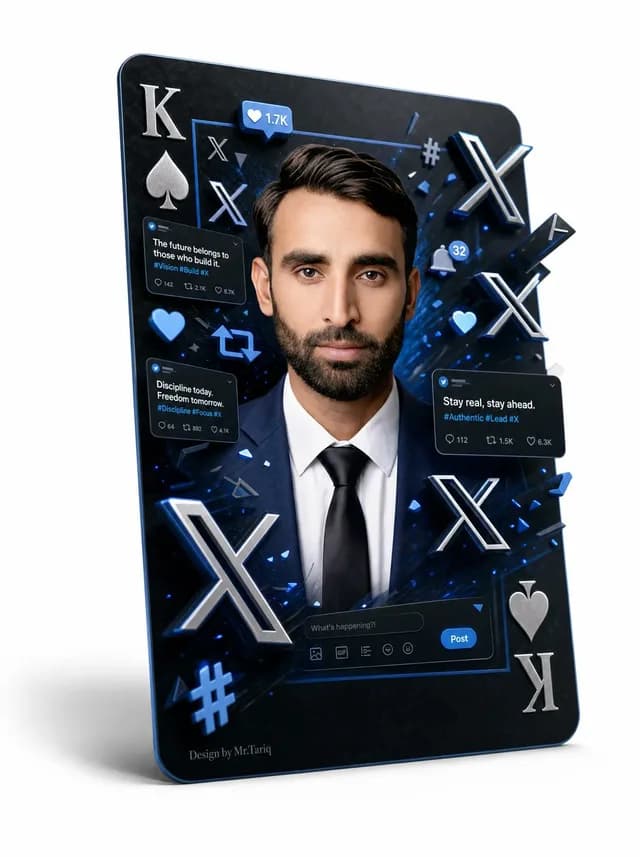 3D X Social Media Playing Card Poster preview image 1