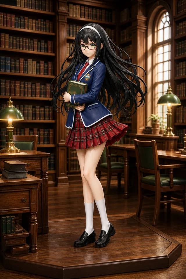 Anime Schoolgirl Library Diorama preview image 1