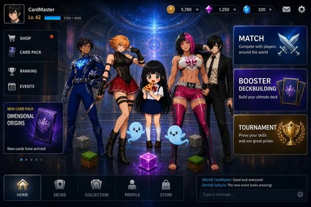 Anime Card Game Lobby UI preview image 1