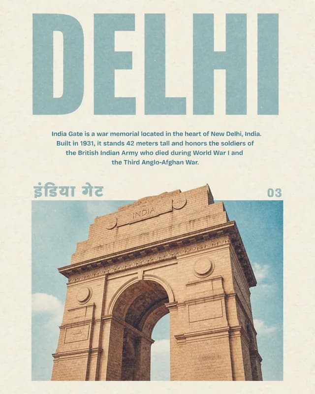Vintage Delhi India Gate Poster preview image 1