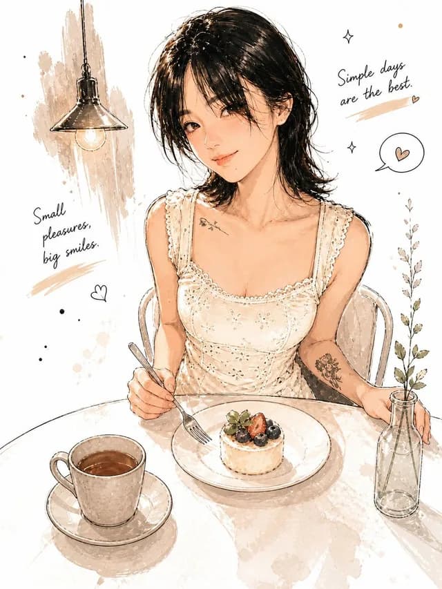 Minimalist Watercolor Cafe Illustration preview image 1