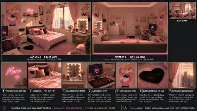 Pink Anime Bedroom Spatial Board preview image 1