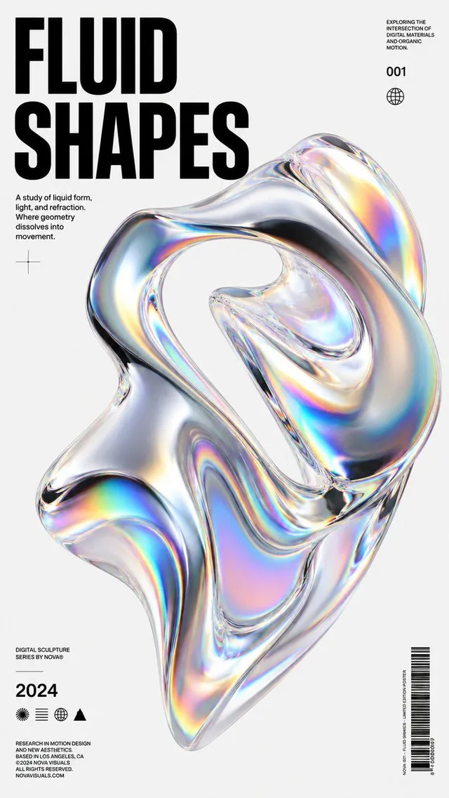 Iridescent Fluid Shapes Poster preview image 1