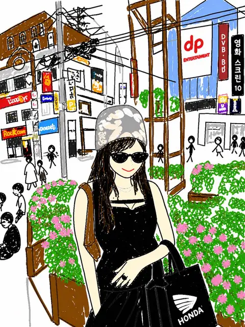 Cute Hand-Drawn Korean Street Portrait preview image 1
