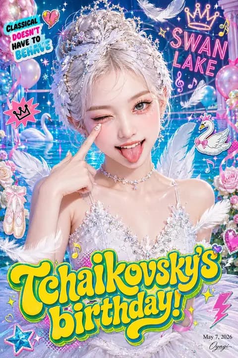 Pop Swan Lake Birthday Poster preview image 1