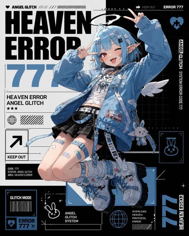 Heaven Error Angel Glitch Poster preview image 1
