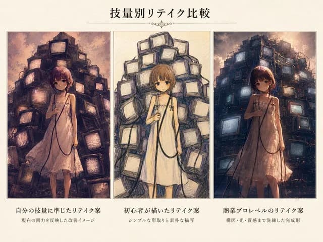 Three-Level Illustration Retake Comparison preview image 1