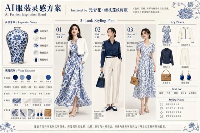 Blue Porcelain Fashion Inspiration Board preview image 1