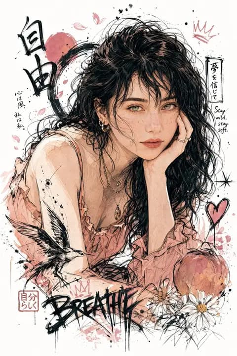 Japanese Graffiti Style Illustration preview image 1