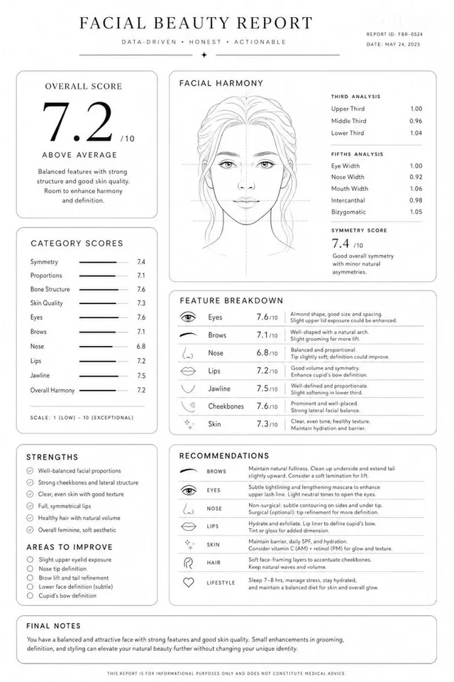 Facial Beauty Analysis Report Layout preview image 1