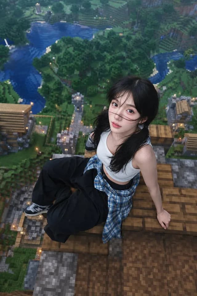Minecraft Rooftop Aerial Portrait preview image 1