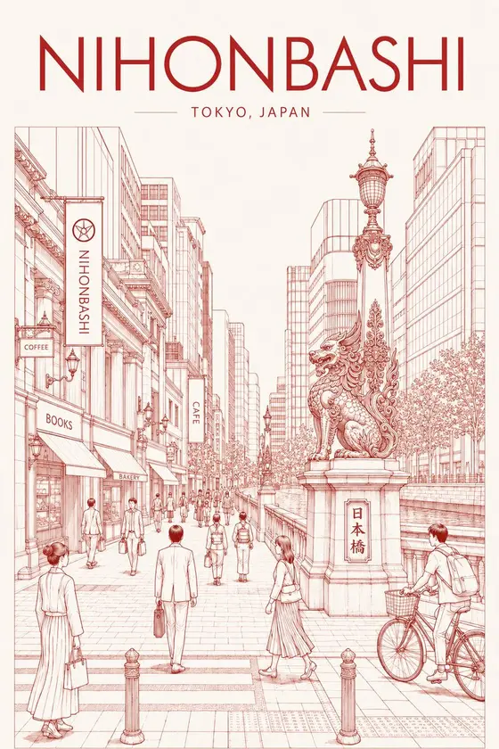 Nihonbashi Red Line Travel Poster preview image 1