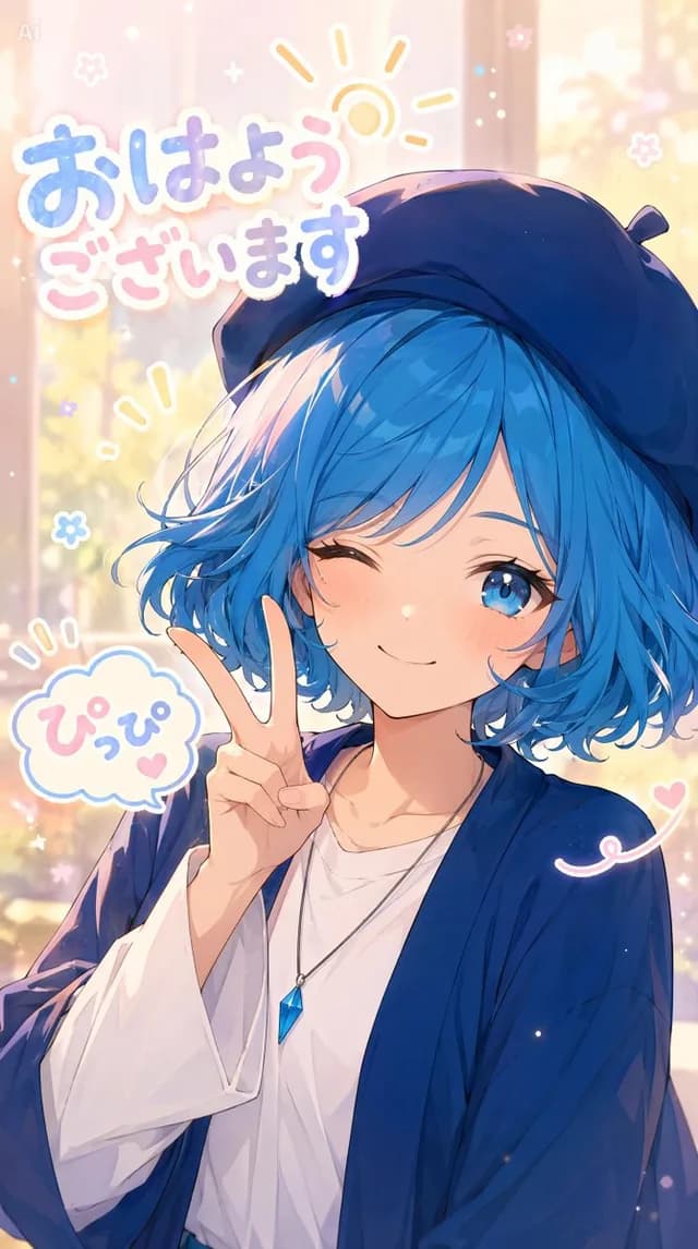 Pastel Anime Morning Greeting Portrait preview image 1