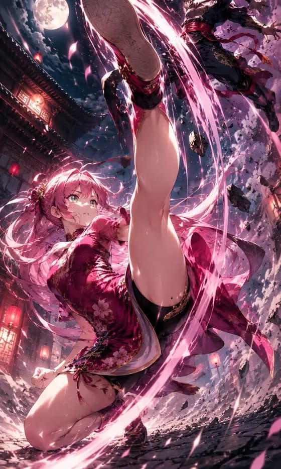 Moonlit Anime Martial Artist Kick preview image 1