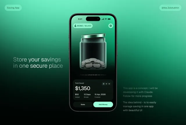3D Savings App Jar UI Mockup preview image 1