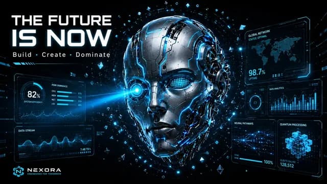 Futuristic Robot Tech Poster preview image 1