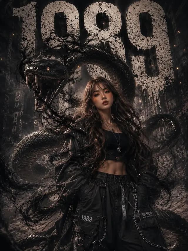 Monochrome Fashion Python Portrait preview image 1