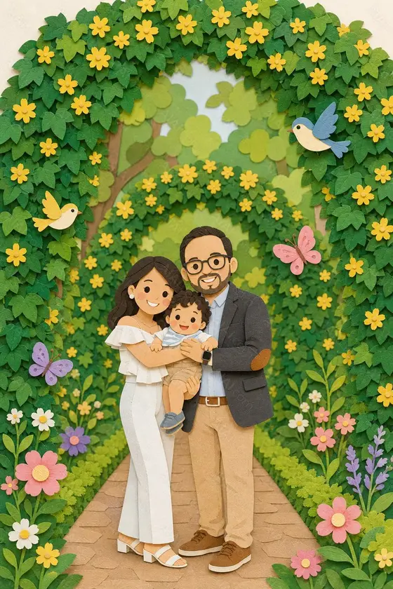 Family Photo Paper-Cut Garden Art preview image 1