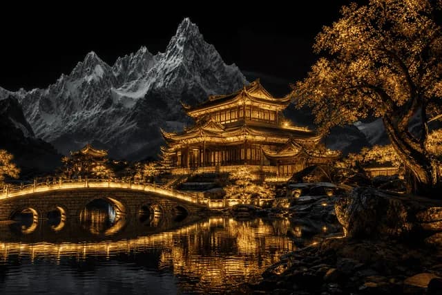 Golden Temple Lake at Night preview image 1