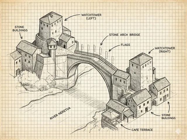 Annotated Stone Arch Bridge Sketch preview image 1