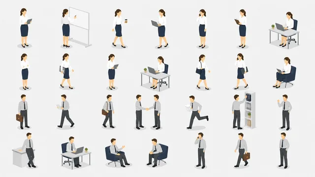 Isometric Office Worker Asset Sheet preview image 1