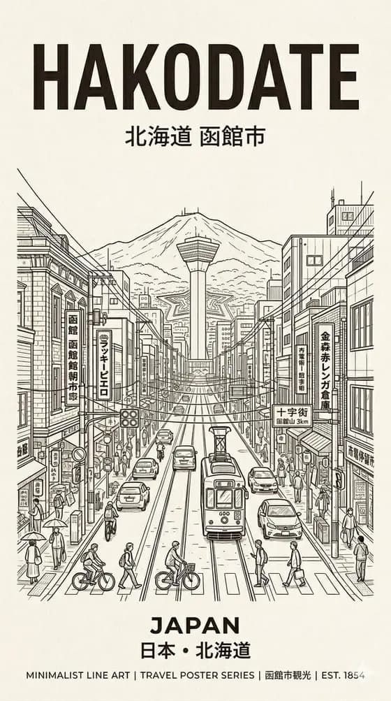 Hakodate Vintage Travel Poster preview image 1