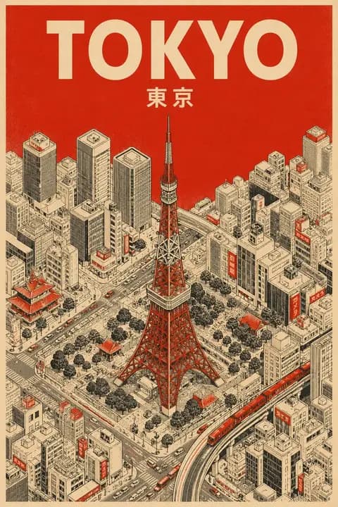 Mid-Century Minimalist Travel Poster preview image 1