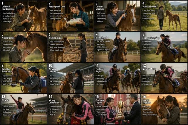 16-Panel Horse Racing Storyboard preview image 1