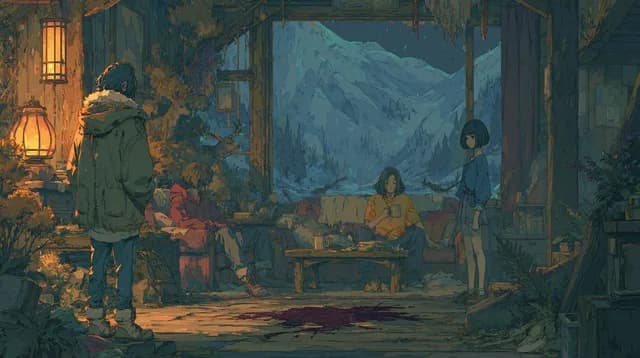 Mysterious Mountain Lodge Anime Scene preview image 1