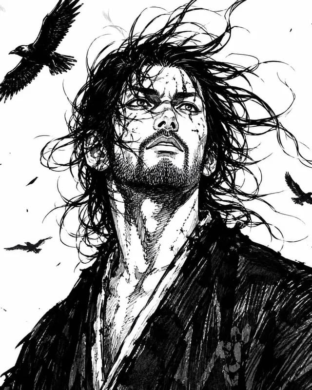 Windblown Ink Samurai Portrait preview image 1