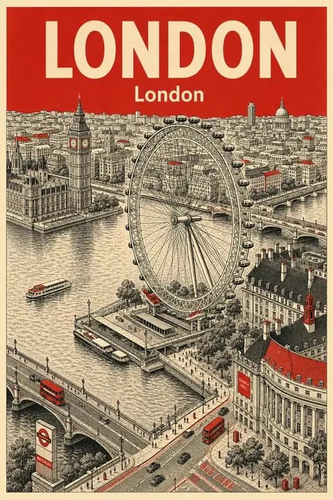 Vintage Travel Poster Illustration preview image 1