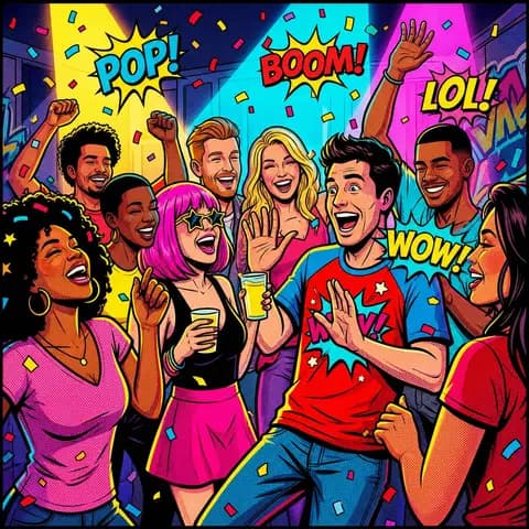 Vibrant Pop Art Party Scene preview image 1