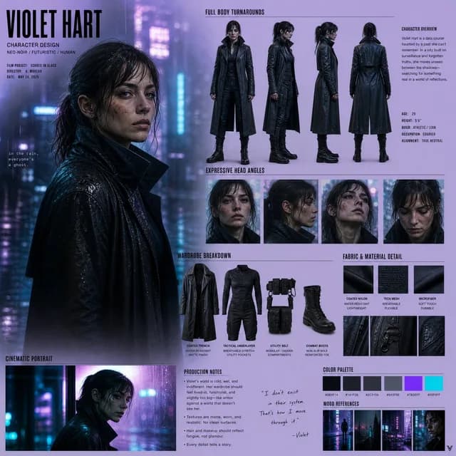 Neo-Noir Character Design Board preview image 1