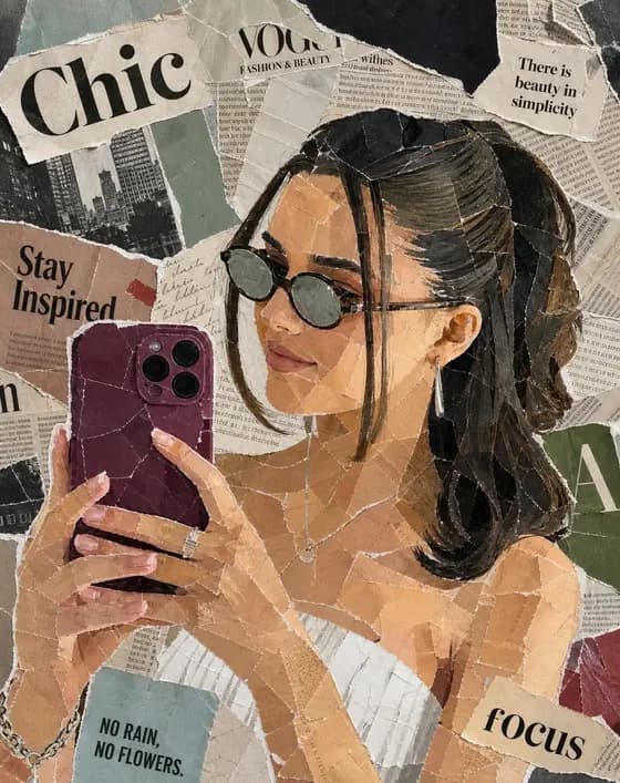 Stylish Woman Mirror Selfie Collage preview image 1