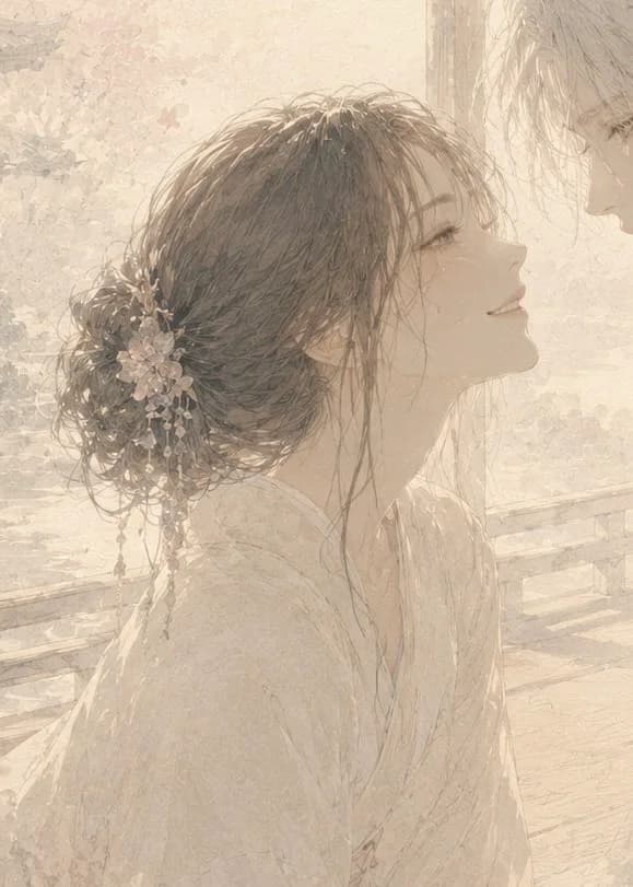Soft Censored Bridal Kiss Illustration preview image 1