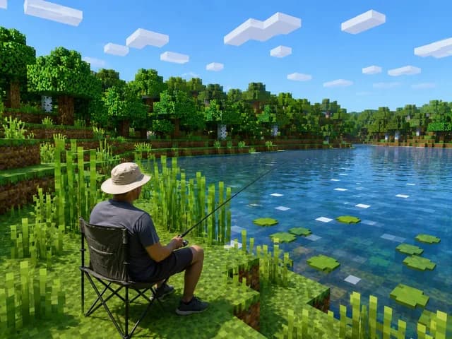 Realistic Fisherman in Minecraft Lake preview image 1