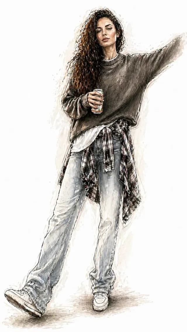 Watercolor Fashion Illustration Sketch preview image 1