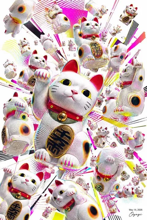 Exploding Maneki Neko Pop Art preview image 1