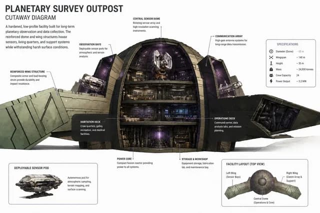 Planetary Survey Outpost Cutaway preview image 1