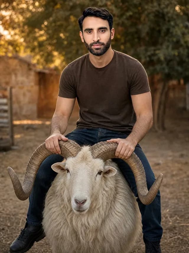 Man Riding a White Ram preview image 1
