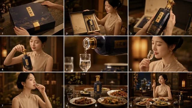 Cinematic Baijiu 9-Panel Storyboard preview image 1