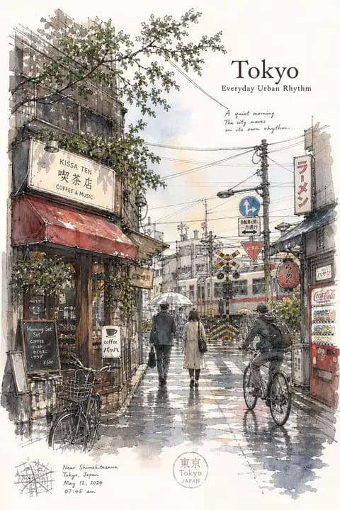 Tokyo Minimalist Urban Sketch Poster preview image 1