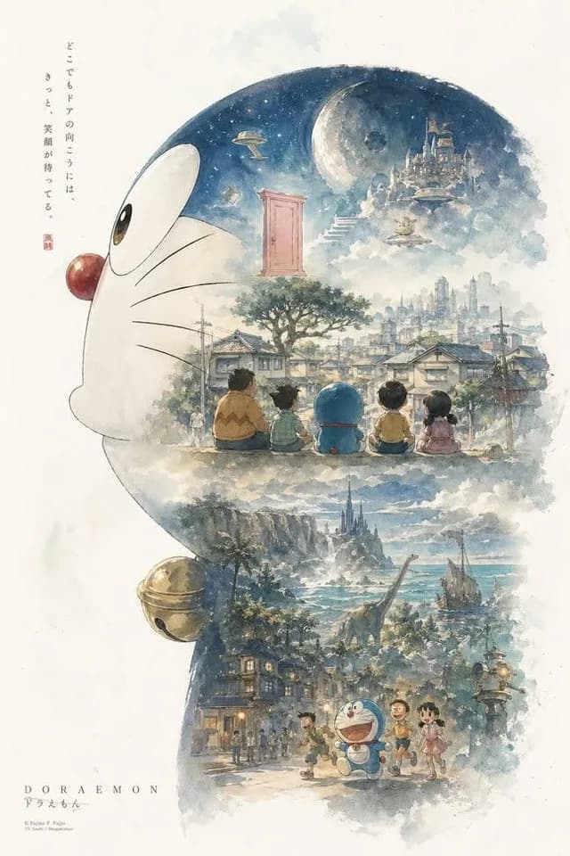 Doraemon Watercolor Silhouette Dreamscapes preview image 1