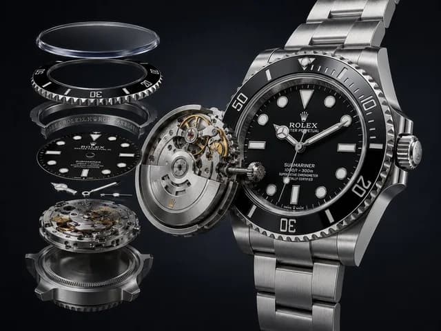 Exploded Luxury Dive Watch Render preview image 1