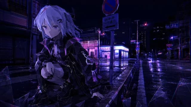 Cyberpunk Low-Poly Rainy Street preview image 1