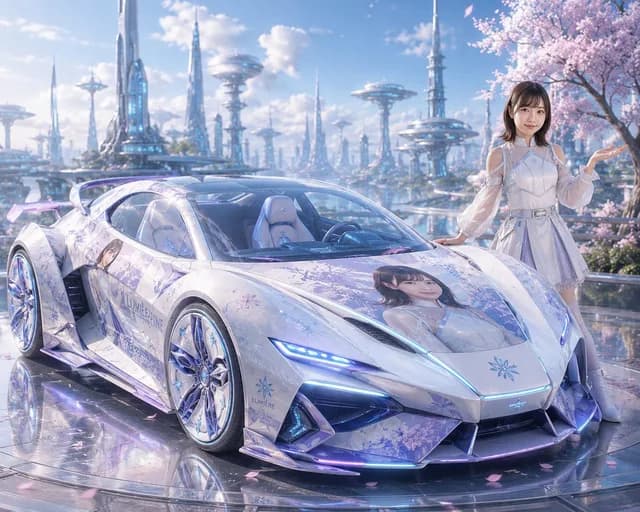 Futuristic Sakura Itasha Supercar preview image 1