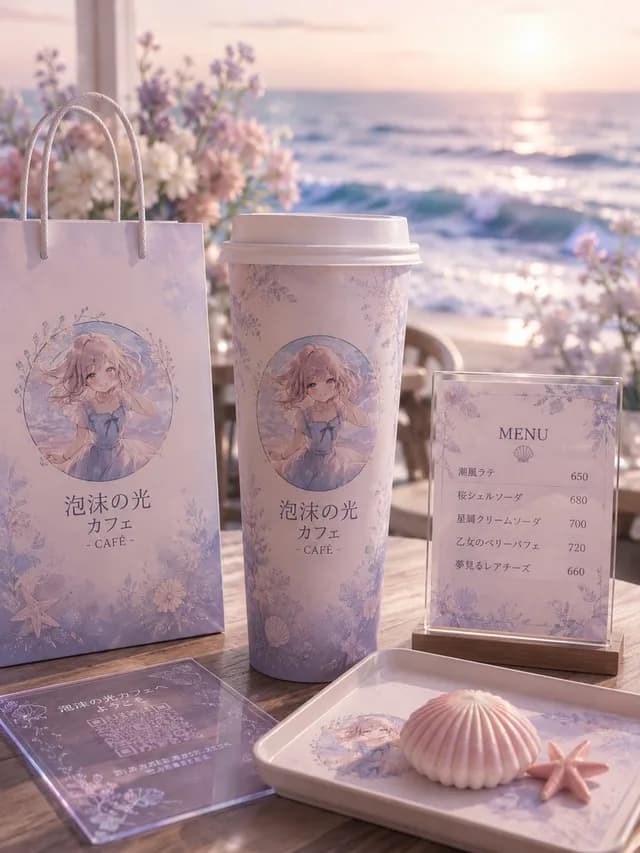Pastel Seaside Anime Cafe Mockup preview image 1