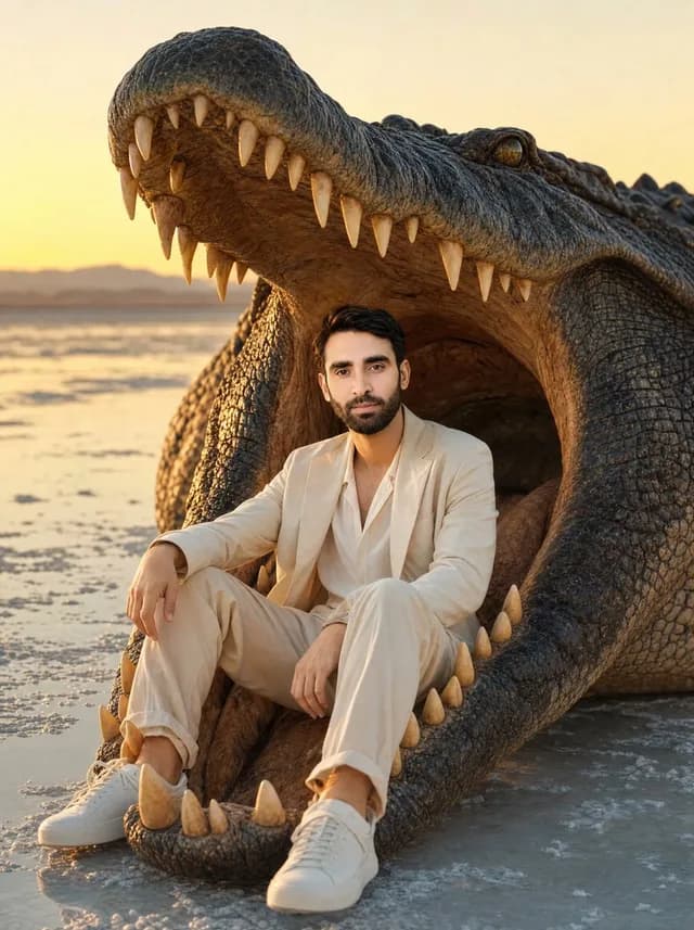 Man Inside Giant Crocodile Mouth preview image 1